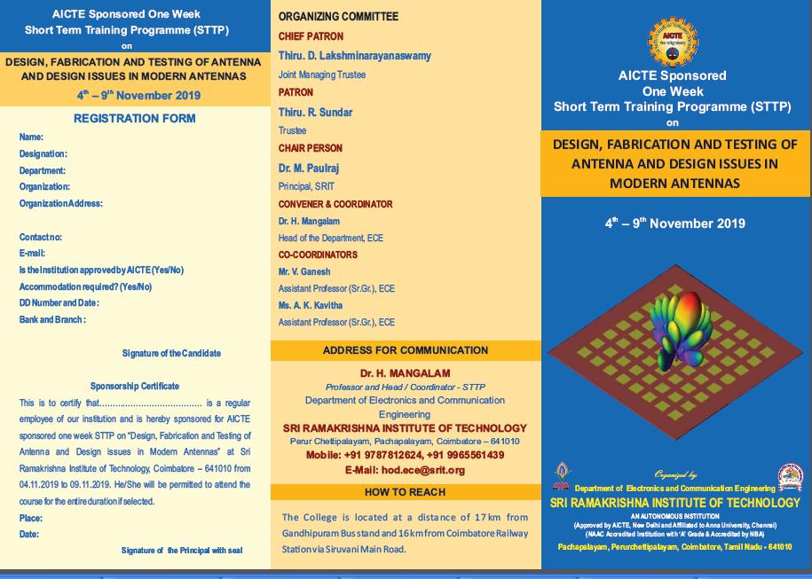 One week Short Term Training Programme (STTP) on Design,Fabrication and Testing of Antenna and Design Issues in Modern Antennas 2019